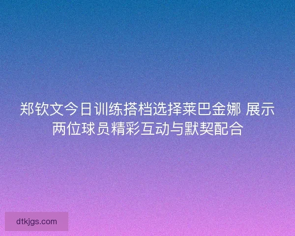 郑钦文今日训练搭档选择莱巴金娜 展示两位球员精彩互动与默契配合